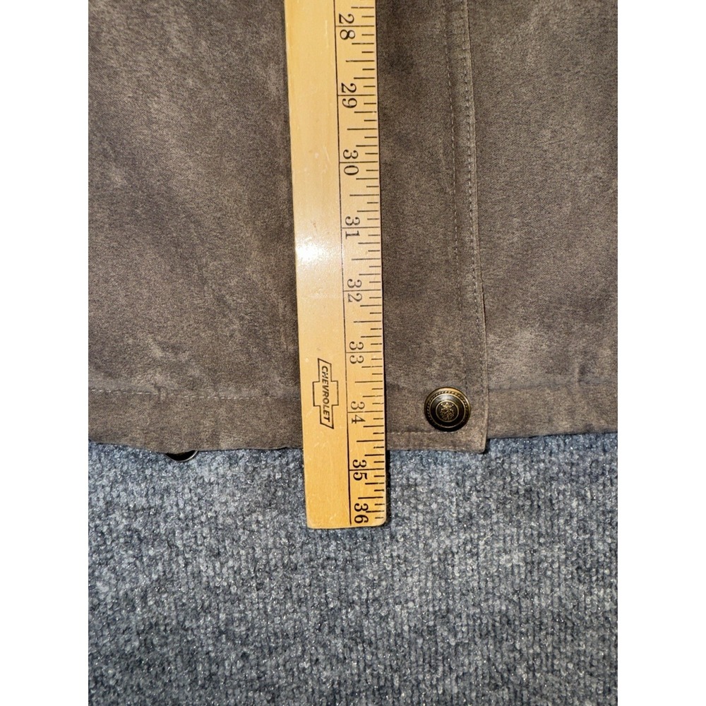 Worthington Brown Faux Suede Coat Women's Size Medium Fur Hood Parka - Picture 12 of 13